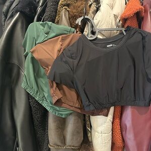 Aerie Black Short Sleeve Crop Tee